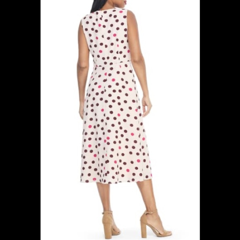 Maggy London Pink Polka Dot Midi Dress - Picture 2 of 15